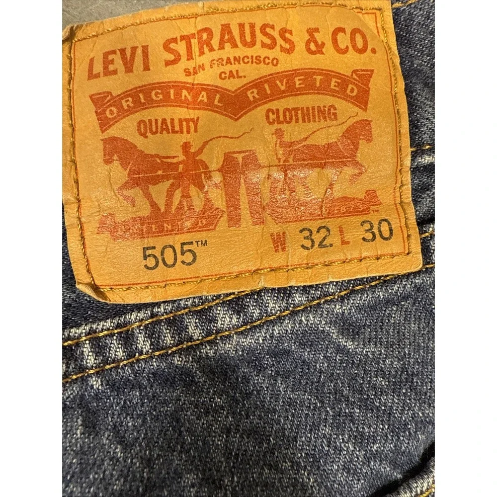 JEANS Levi Strauss Co 505 Mens W32 L30 Dark Wash Straight‎ Leg